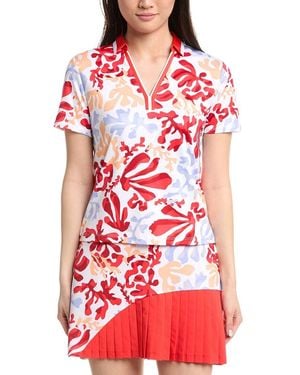 Callaway Apparel Summer Abstract Floral Top - Red