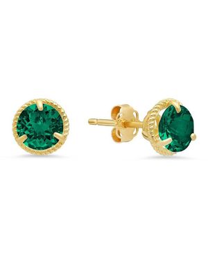 MaxColor 14k 1.20 Ct. Tw. Lab-grown Emerald Halo Studs - Green