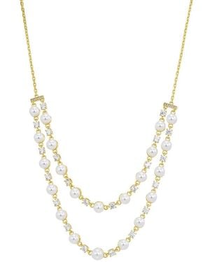 Savvy Cie 14K Plated 7.0-7.5Mm Pearl Cz Statement Necklace - Metallic