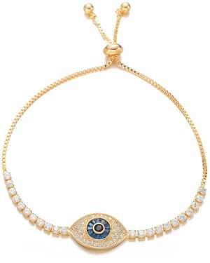 Eye Candy LA Luxe 18k Plated Cz Adjustable Bracelet - Metallic