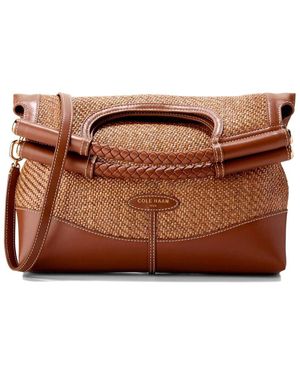 Cole Haan Carolyn Fold-Over Raffia Tote - Brown