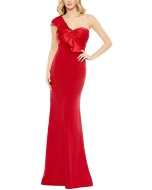 Mac Duggal One Shoulder Draped Trumpet Gown - Red