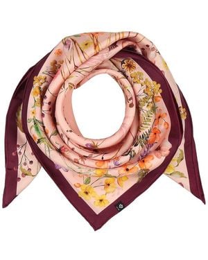 V. Fraas Cottage Floral Square Silk Scarf - Pink