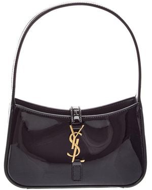 Saint Laurent Le 5 A 7 Mini Patent Hobo Bag - Black