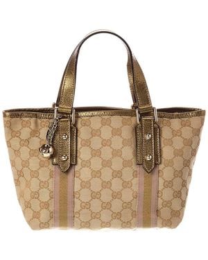 Gucci Canvas Small Jolicoeur Tote (Authentic Pre-Loved) - Brown
