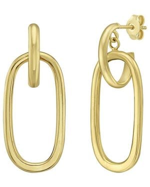 Italian Gold 14K Door Knocker Hoop Earrings - Metallic