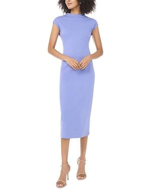 Vince Camuto Mock Neck Drop Shoulder Midi Dress - Blue