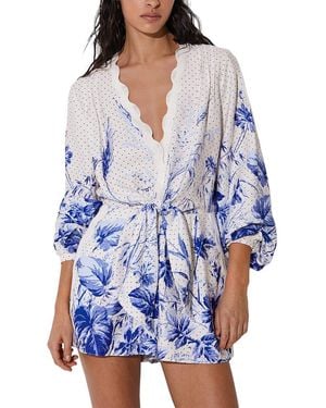 Reiss Bonnie Scarf Print Beach Cover Up Playsuit - Blue