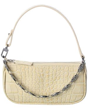 BY FAR Rachel Mini Croc-embossed Leather Shoulder Bag - Metallic