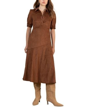 Hale Bob Kaisley Short Sleeve Midi Dress - Brown