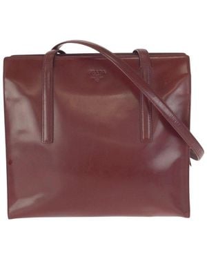 Prada Spazzolato Patent Leather Tote (Authentic Pre-Loved) - Purple