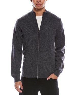 Brodie Cashmere Zip Up Wool & Cashmere-Blend Funnel Neck Cardigan - Grey