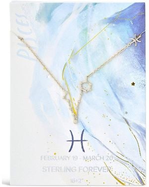 Sterling Forever Rhodium Plated Pisces Pendant Necklace - Blue