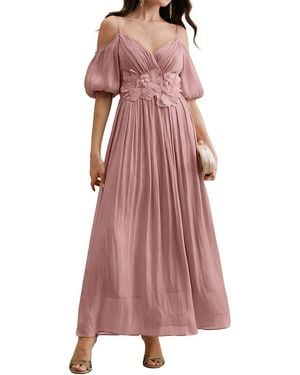 COLON DIANA Solid Maxi Dress - Pink