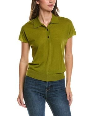 Vince Wool-Blend Knit Polo Shirt - Green