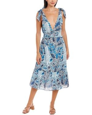 CELINA MOON Tie-Shoulder Midi Dress - Blue