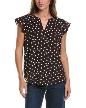 Adrianna Papell Printed Texture Airflow Woven Blouse - Black