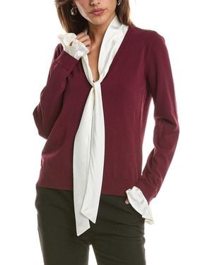 Tahari Tie Front Scarf Pullover - Red