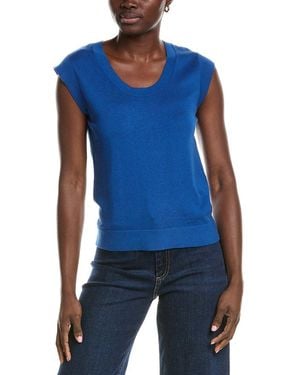 Minnie Rose Knit Cap Sleeve Cashmere-Blend Top - Blue