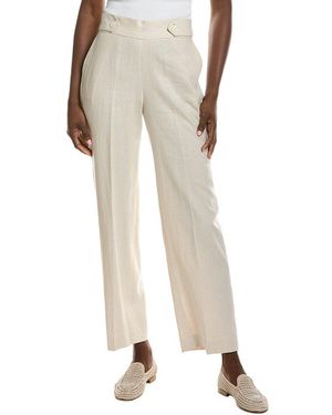 Anne Klein High Rise Linen-Blend Wide Leg Pant - Natural