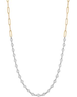 Jewels by Viomo 14K Rose 1.25 Ct. Tw. Diamond By The Yard Paperclip Necklace - White