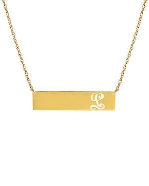 Jane Basch 22K Over Script Initial Bar Pendant -Z) - Metallic