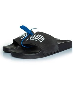 Balenciaga Rubber Paris Print Pool Slide (Authentic Pre-Loved) - Blue