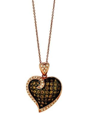 Le Vian Le Vian Chocolate Hearts 14k Rose Gold 1.32 Ct. Tw. Diamond Pendant Necklace - White