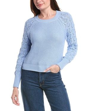 Isla Daniela Pointelle Sleeve Top - Blue
