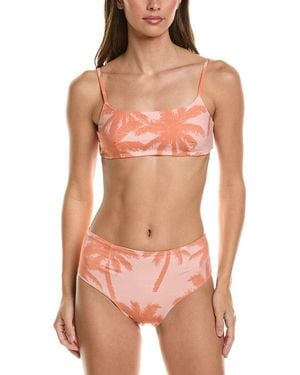 Manebí Manebi 2Pc Ribbed Bralette Bikini Set - Pink