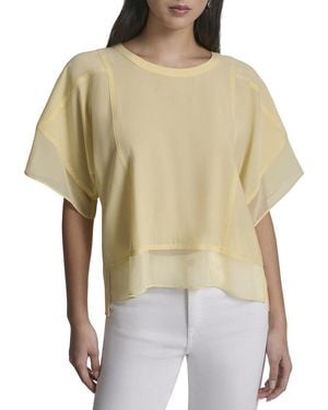 DKNY Dolman Sleeve Mix Media Top - Multicolor