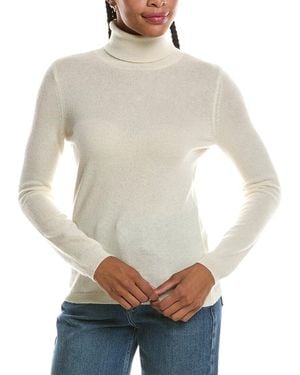 Forte Basic Turtleneck 100% Cashmere Pullover - White