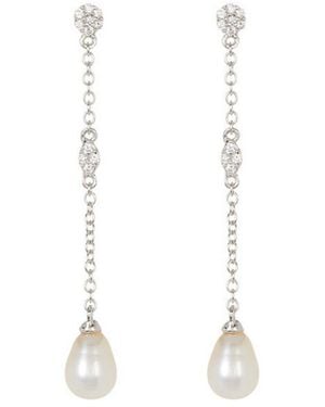 Adornia Silver 7mm Pearl Drop Earrings - White