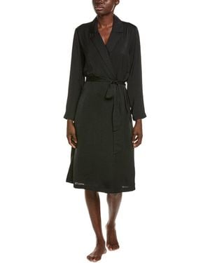 Barefoot Dreams Washed Satin Notch Collar Robe - Black