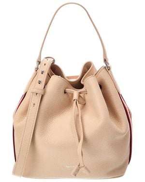 Bally Logo Leather Bucket Bag - Natural