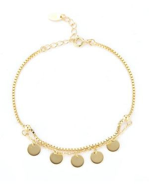 Glaze Jewelry 14k Over Silver Disc Charm Bracelet - Metallic