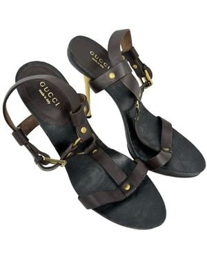 Gucci Leather Kylie T-Strap Sandal (Authentic Pre-Loved) - Black