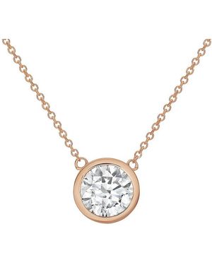 Diana M. Jewels Diana M. 14K Rose 12.00 Ct. Tw. Lab-Grown Diamond Solitaire Bezel Pendant - White