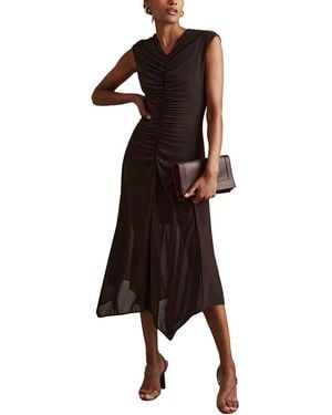 Reiss Lyra V Neck Midi Dress - Brown
