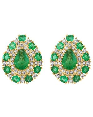 Effy Fine Jewelry 14K 2.94 Ct. Tw. Diamond & Emerald Earrings - Green