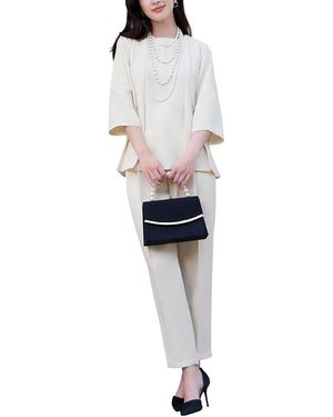 Lily Kim 2Pc Blouse & Pant Set - White