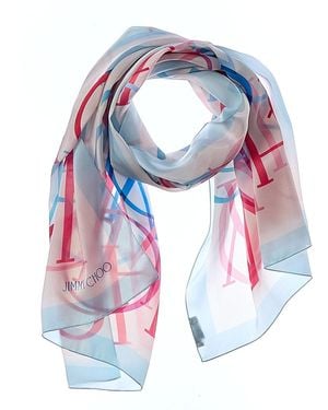 Jimmy Choo Logo Silk Scarf - Blue