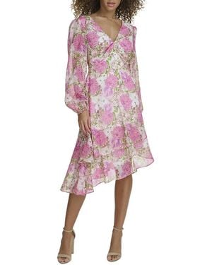 Siena Jewelry Printed Shimmer Yoryu Midi Dress - Pink