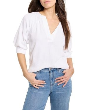 NIC+ZOE Crinkle Knit Café Top - White