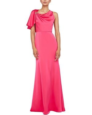 THEIA Darcie Flutter Sleeve Gown - Pink