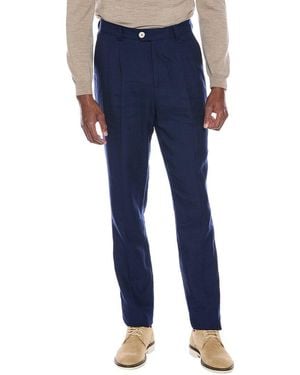Brunello Cucinelli Leisure Fit Linen & Wool-Blend Pant - Blue