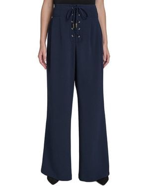 Halston Lace-Up Front Pant - Blue