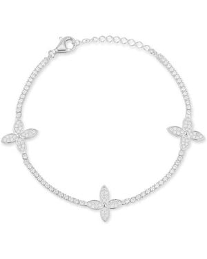 Chloe and Madison Cz Flower Tennis Bracelet - White