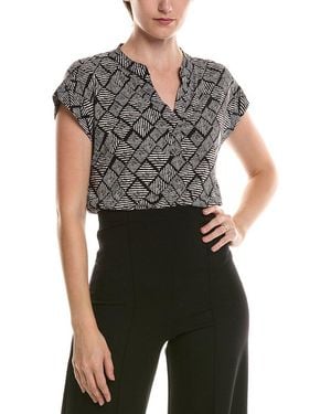 Vince Camuto V-Front Placket Blouse - Black