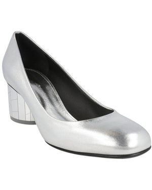 Ferragamo Farrah Metallic Leather Pump - White